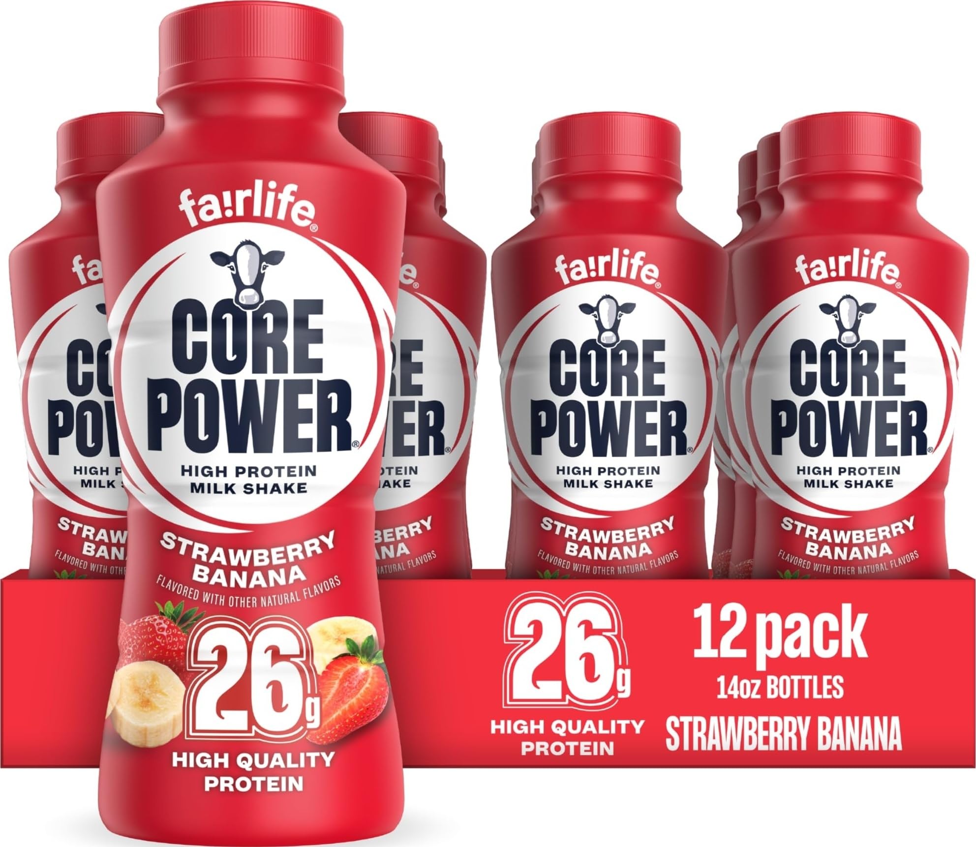 Core Power front packaging showing strawberry banana flavor and protein benefit