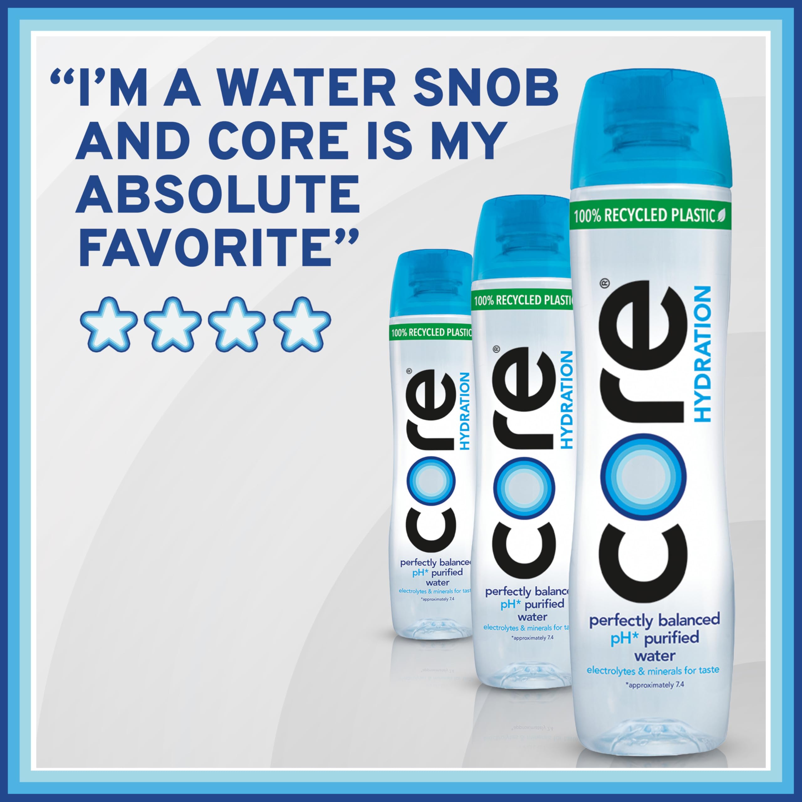 Core size comparison with hand illustrating 30.4 fl oz capacity and fewer refills