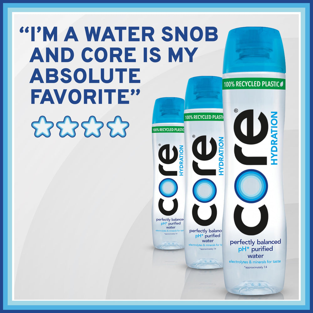 Core size comparison with hand illustrating 30.4 fl oz capacity and fewer refills