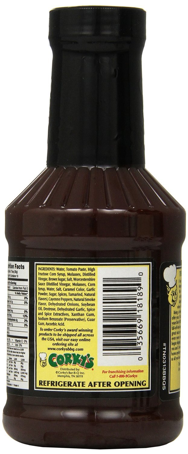 CORKY'S sauce pouring close-up demonstrating thick texture and glossy finish benefit