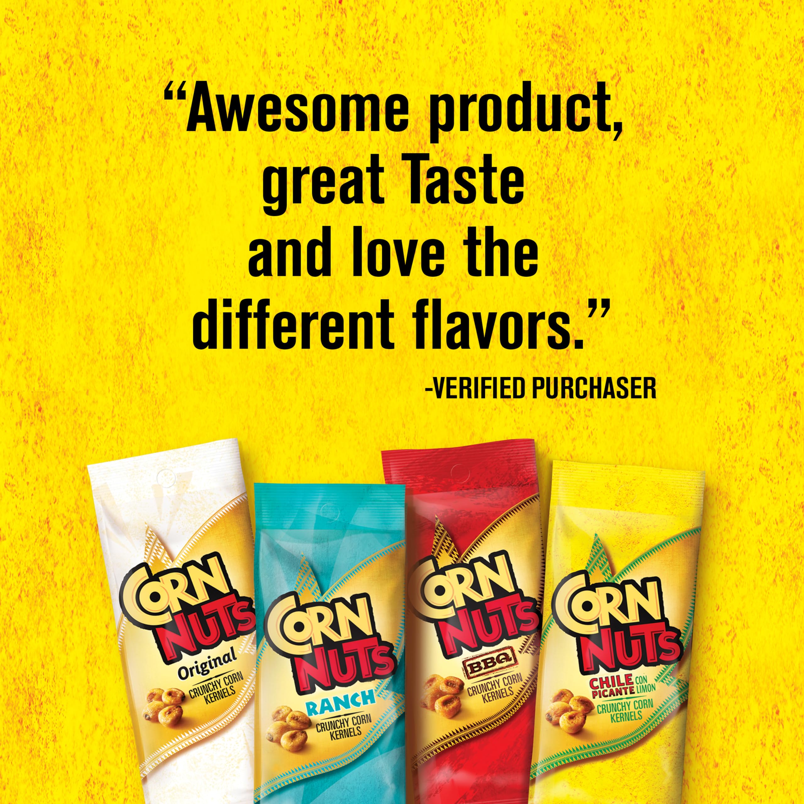 Corn Nuts spices and lime beside kernels highlighting zesty chili-lime taste