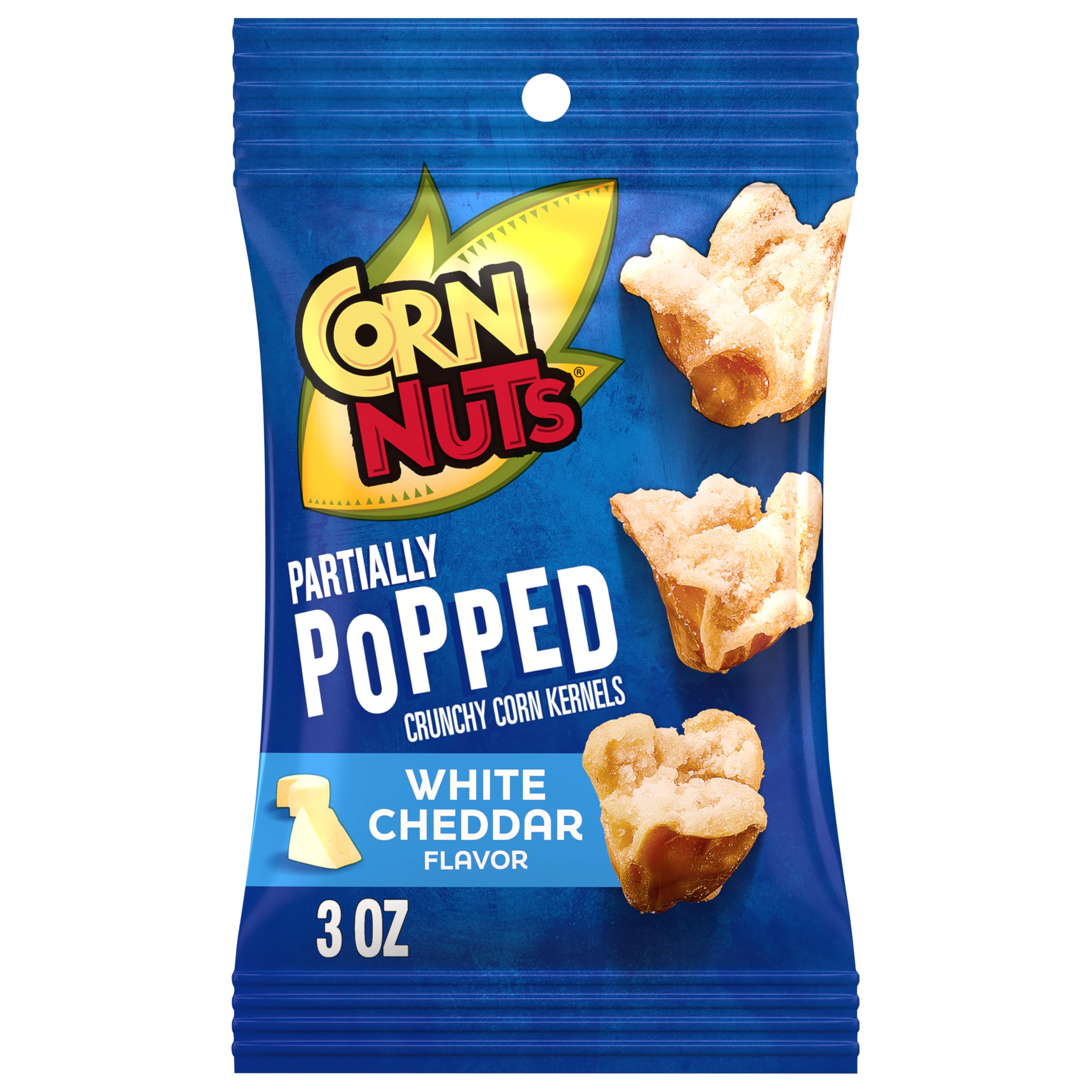 Corn Nuts front pack showing brand and white cheddar flavor for quick selection