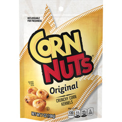 Corn Nuts front packaging shows brand and 7oz bag, highlighting bold roasted crunch benefit