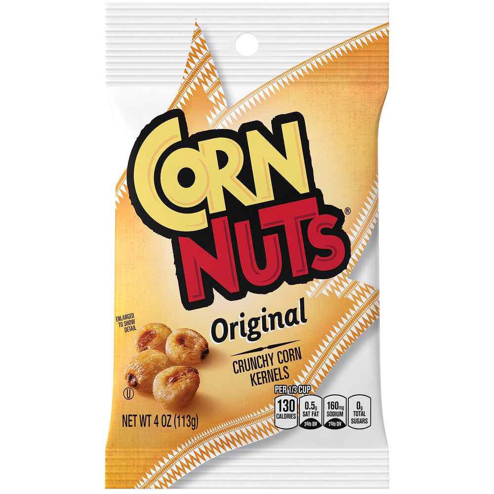 Corn Nuts front packaging showing brand and 4oz bag, convenient single-serve benefit
