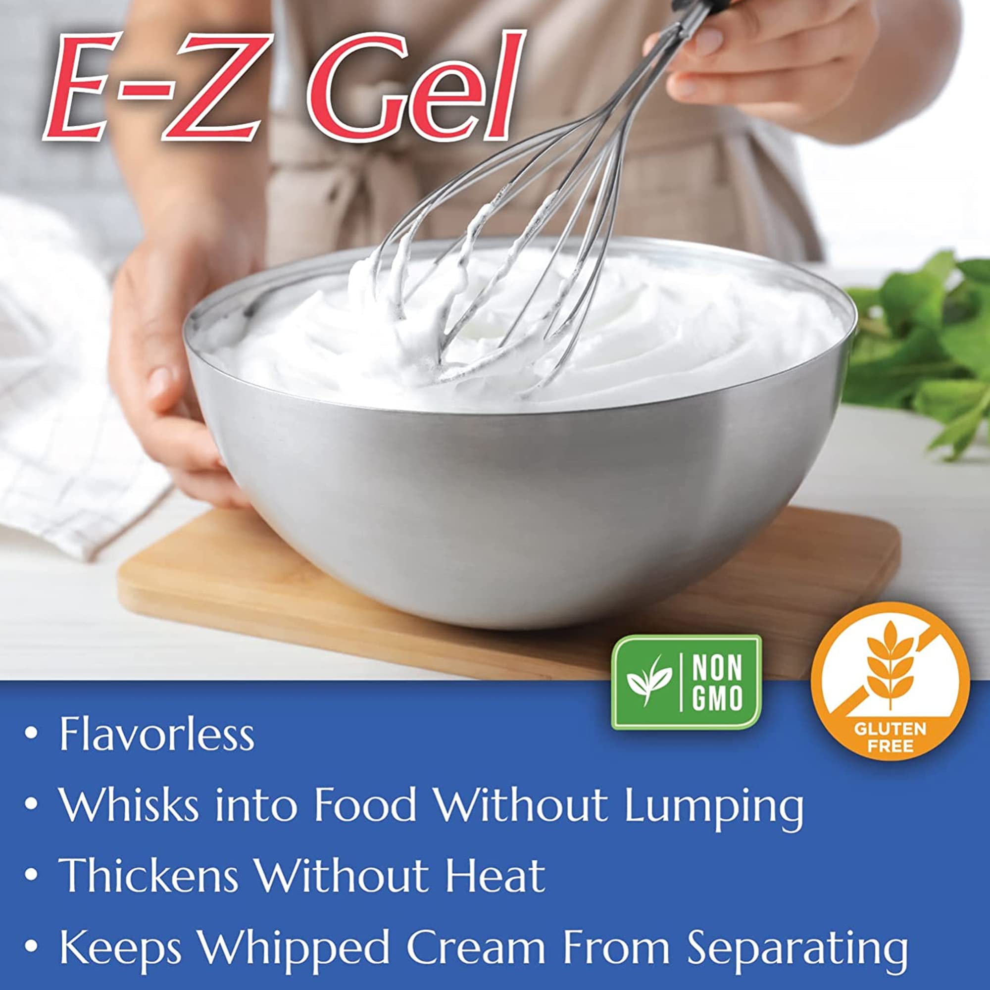 Cornaby's gel being stirred into hot soup demonstrating lump-free thickening