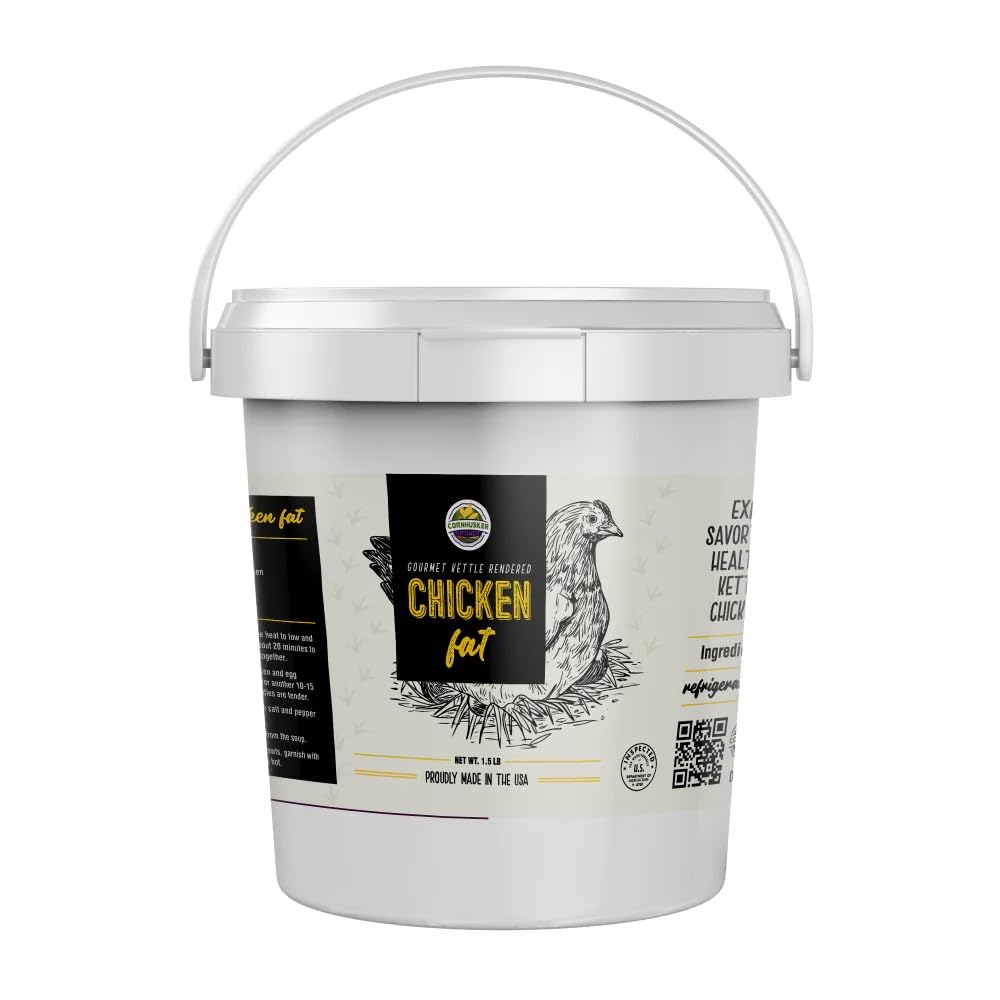 Cornhusker Kitchen chicken fat front packaging showing label and tub, ensures easy identification and shelf appeal
