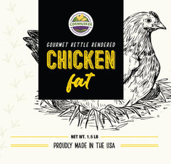 Cornhusker Kitchen chicken fat melting in skillet for frying, demonstrates even heat and crisping benefit
