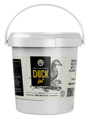 Cornhusker Kitchen duck fat front tub showing label and resealable lid for easy use