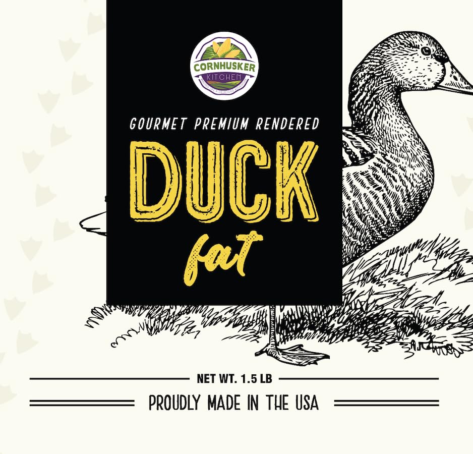 Cornhusker Kitchen duck fat melting in skillet to deliver crisp frying and rich flavor