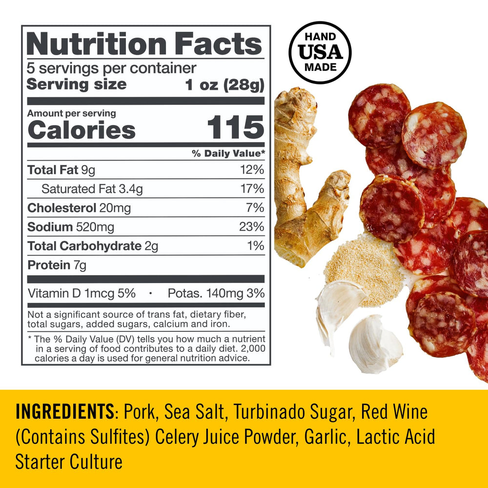 Coro salami next to ruler for size and convenient portioning