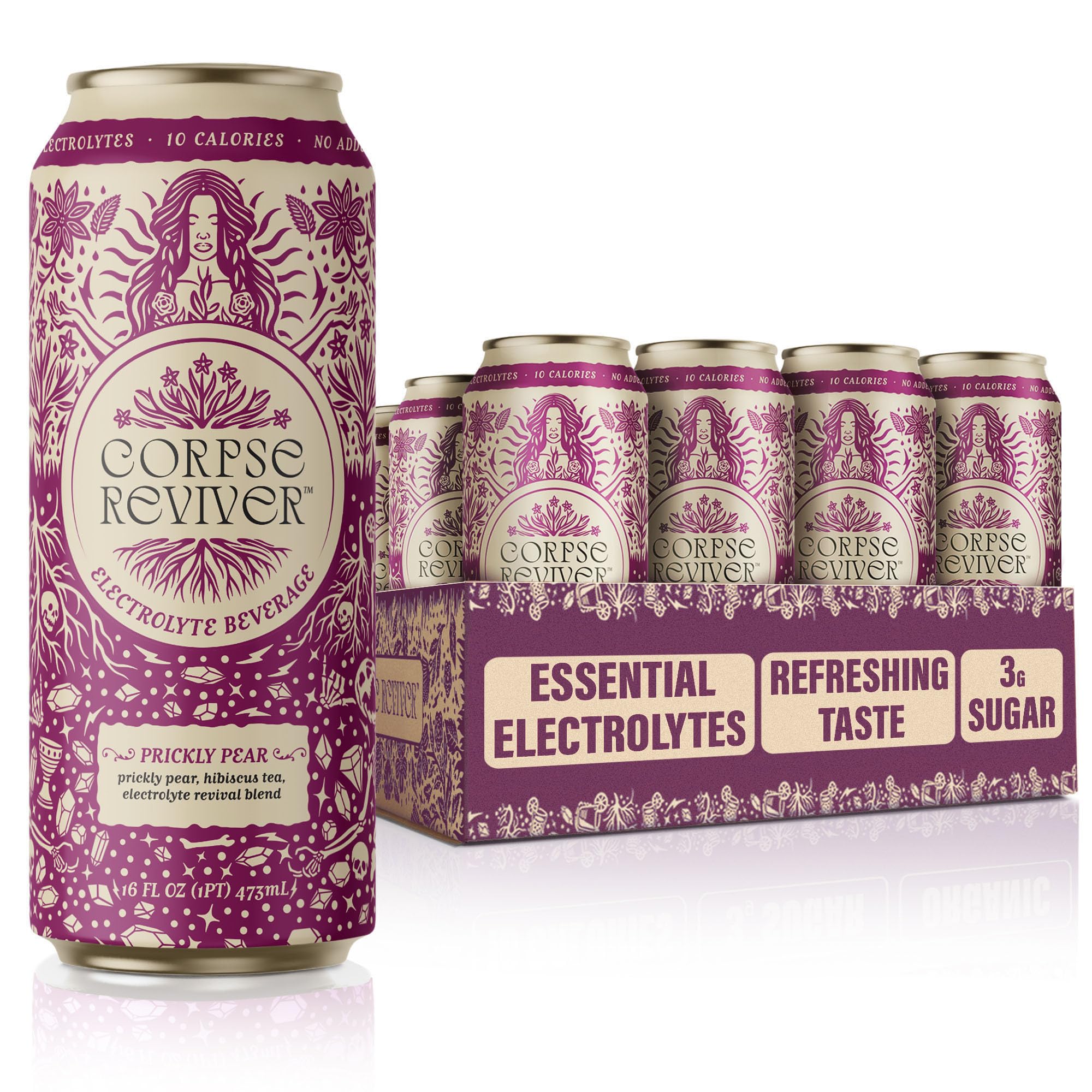 Corpse Reviver front packaging showing prickly pear can and crisp refreshment