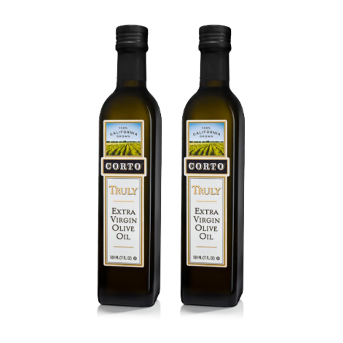 CORTO front label on 17 oz bottle showing brand and certification benefits