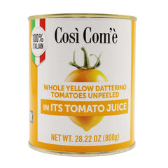 Così Com’è front can view showing label and golden tomatoes, clear pantry-ready benefit