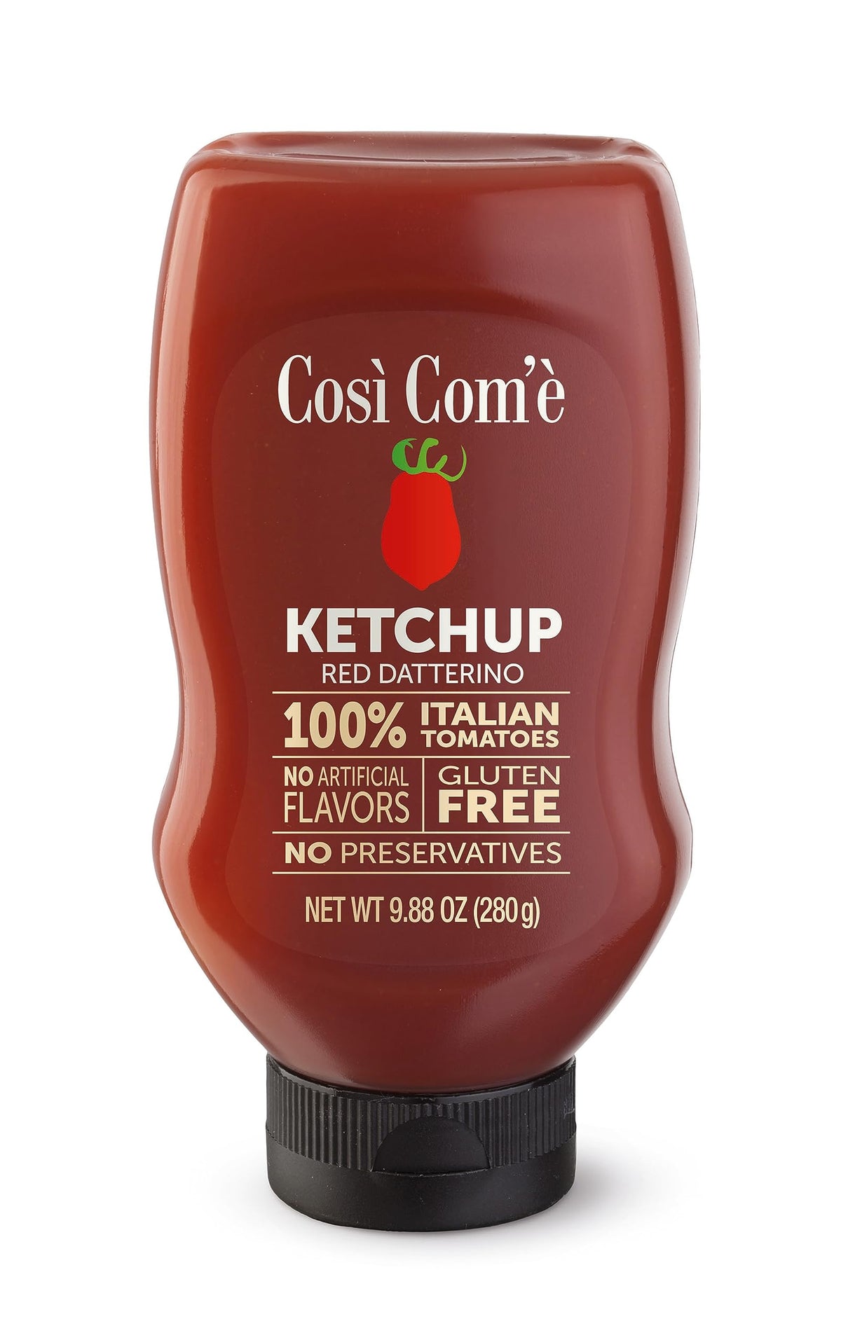 Così Com'è front label showing authentic Italian tomatoes and premium look