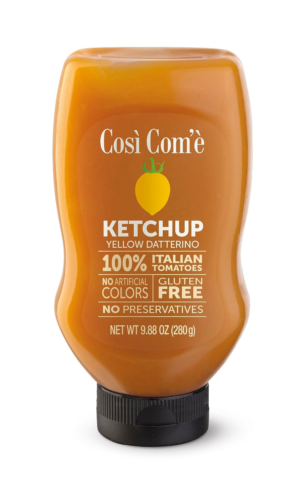 Così Com'è front bottle view showing label and golden ketchup benefit