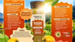 Country Foods 2.5 oz jar beside teaspoon showing compact size and portioning