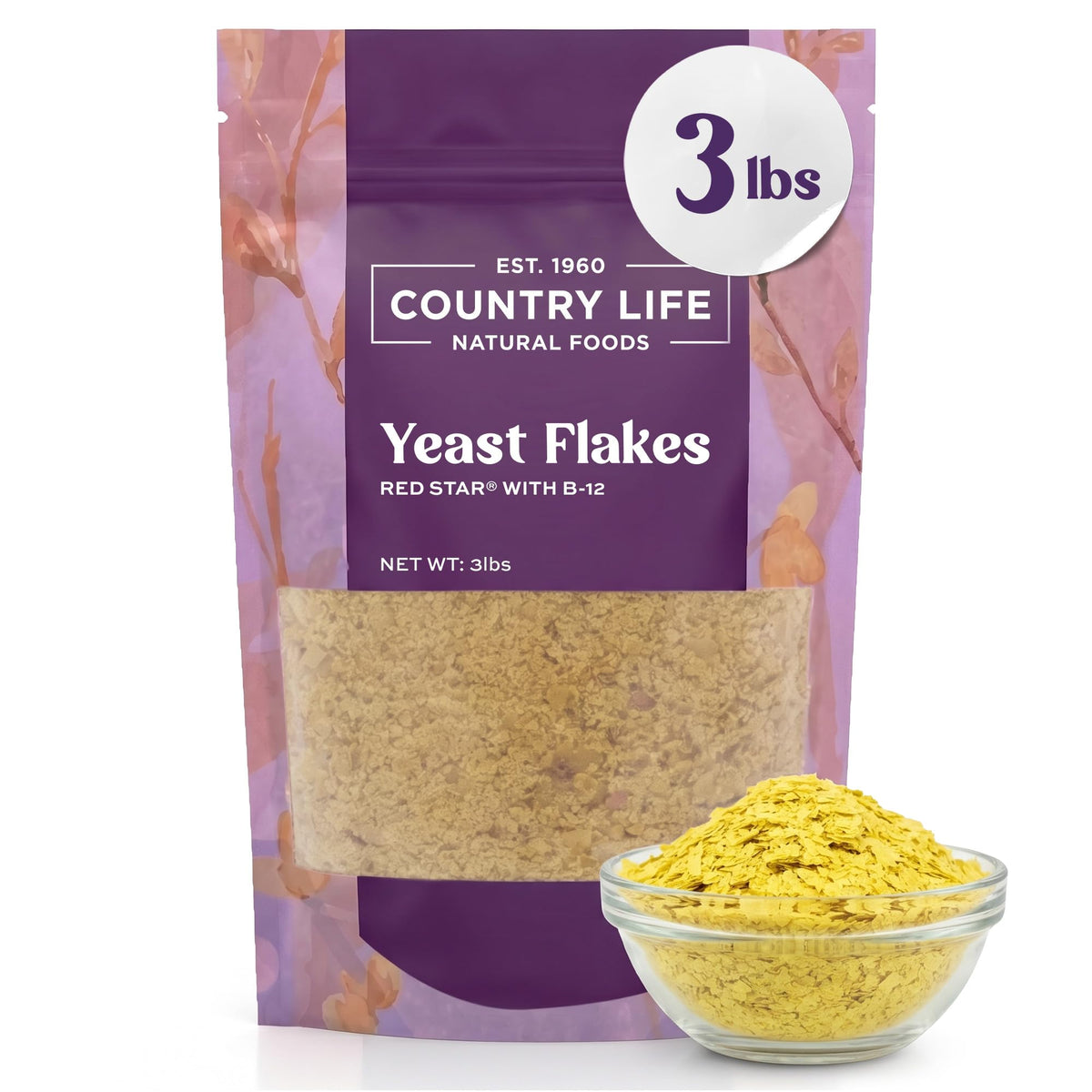 Country Life front packaging shows 3 lb bag and clear branding benefits