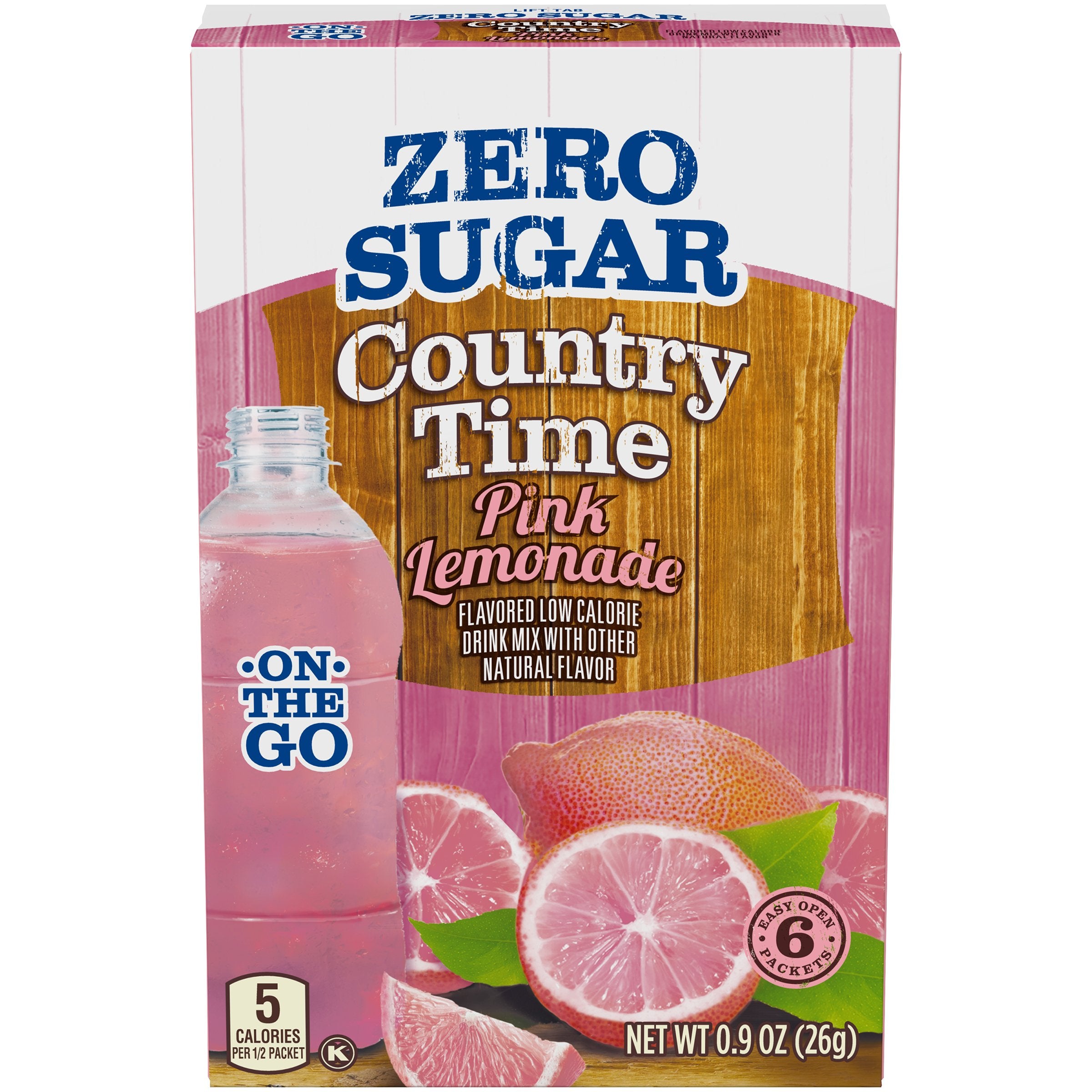 Country Time front packaging showing 72 sugar-free pink lemonade packets, convenient supply