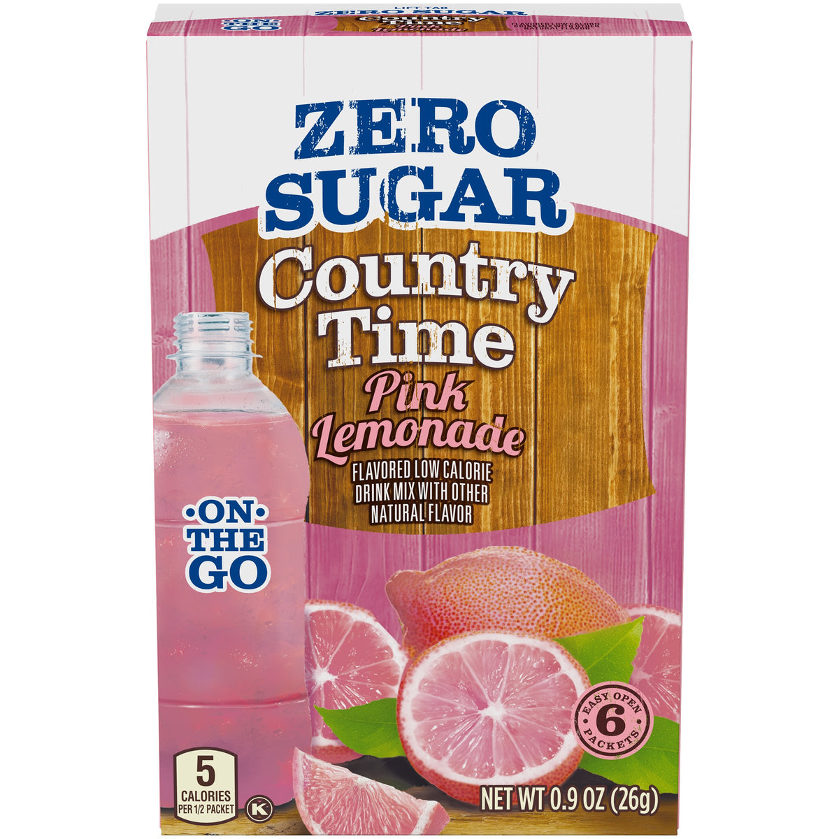 Country Time front packaging showing 72 sugar-free pink lemonade packets, convenient supply