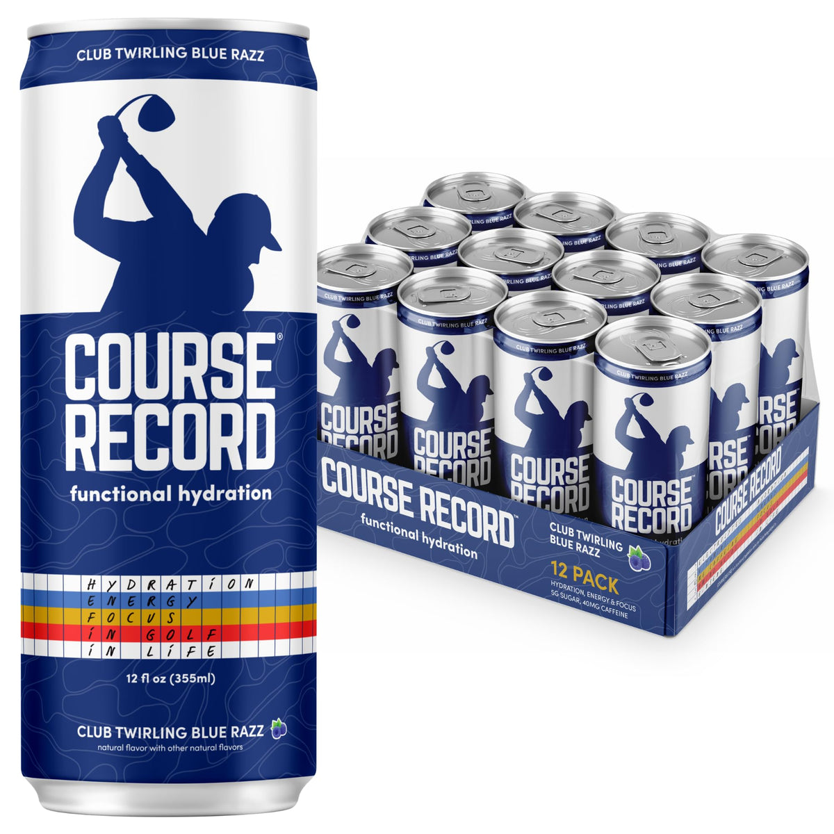 COURSE RECORD front packaging showing variety pack and ready-to-drink benefit