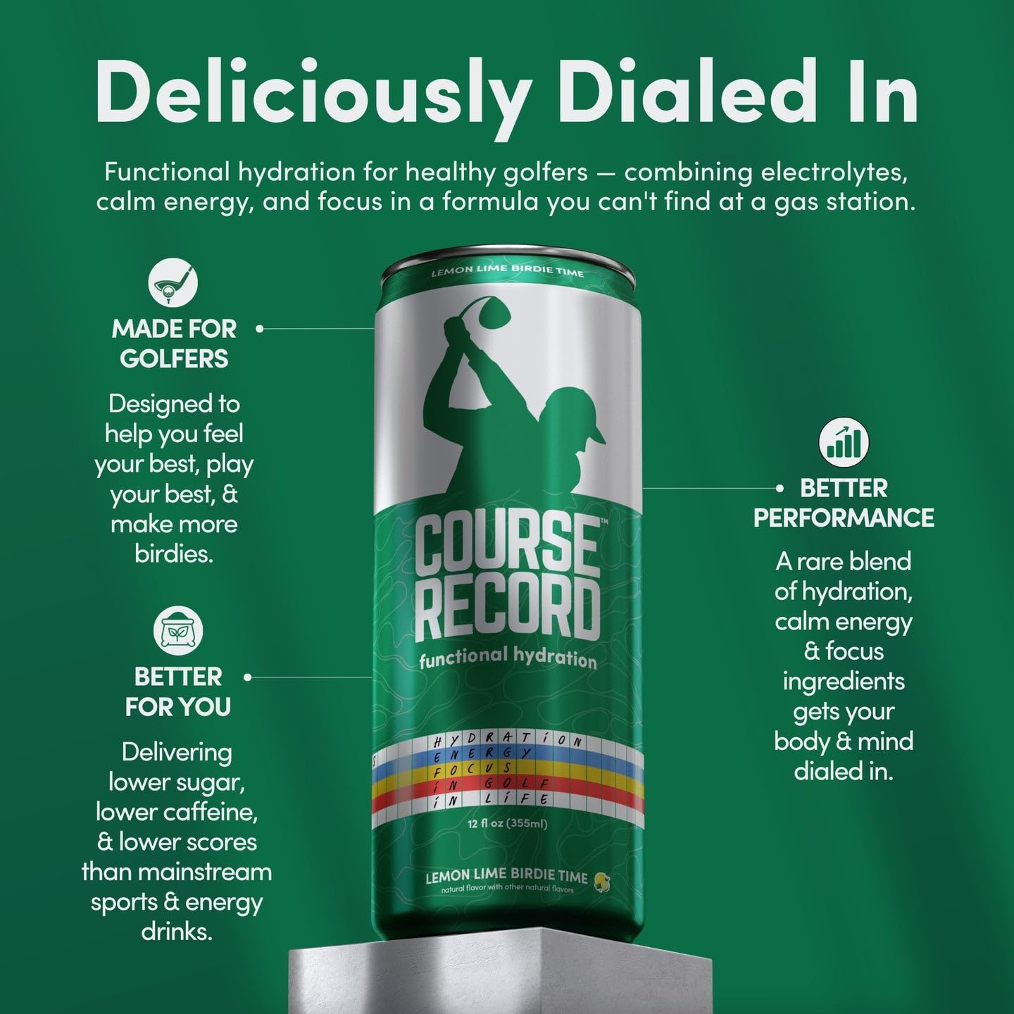 COURSE RECORD ingredients label close-up showing electrolyte and clean list