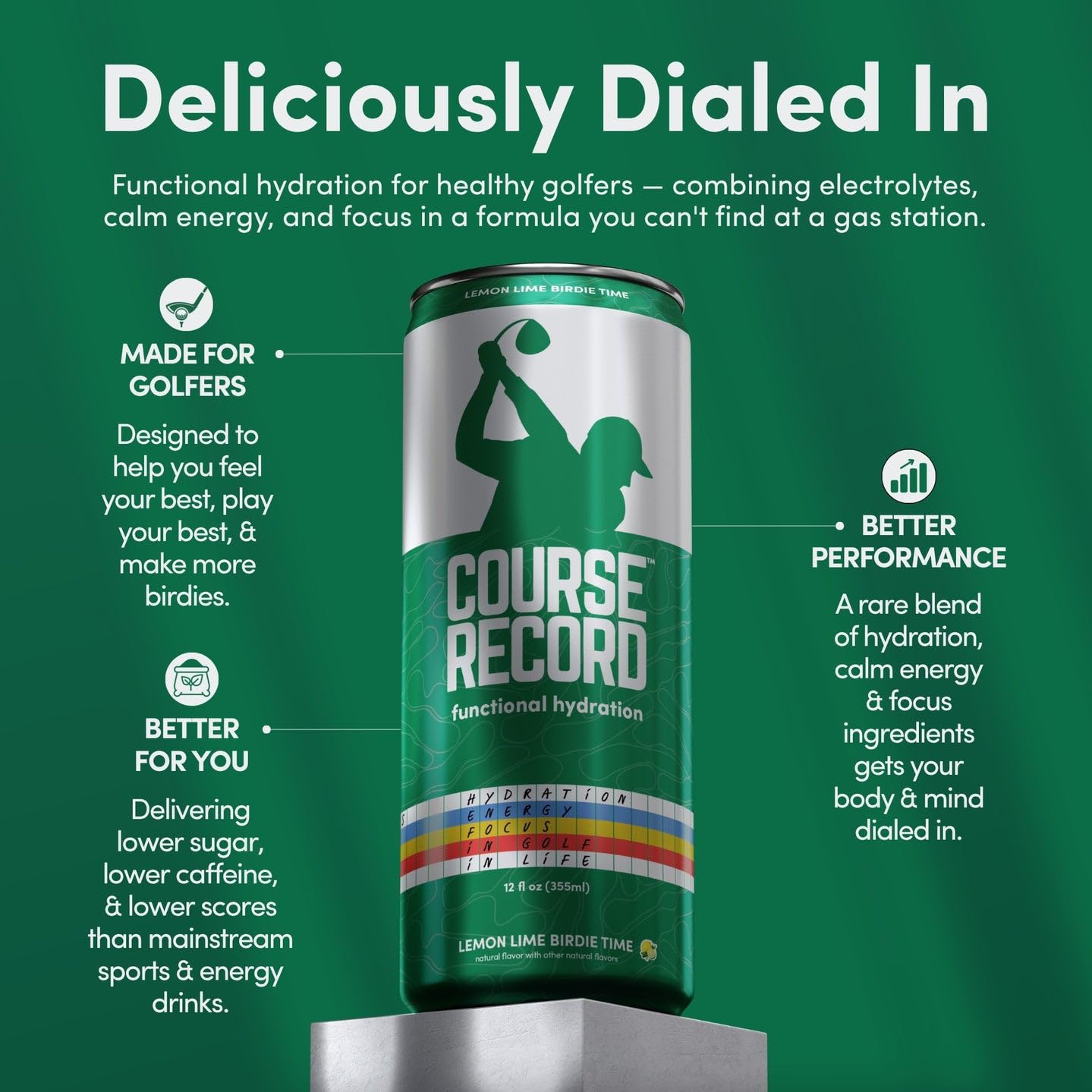 COURSE RECORD can in hand showing portable hydration convenience