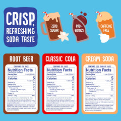 Cove Soda can close-up label highlighting probiotic and vitamin C benefit