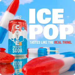 Cove Soda Ice Pop poured over ice demonstrating cold, refreshing serve