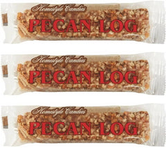 Cozy Confections Crown Candy pecan log front packaging showing nutty texture and convenient bundle