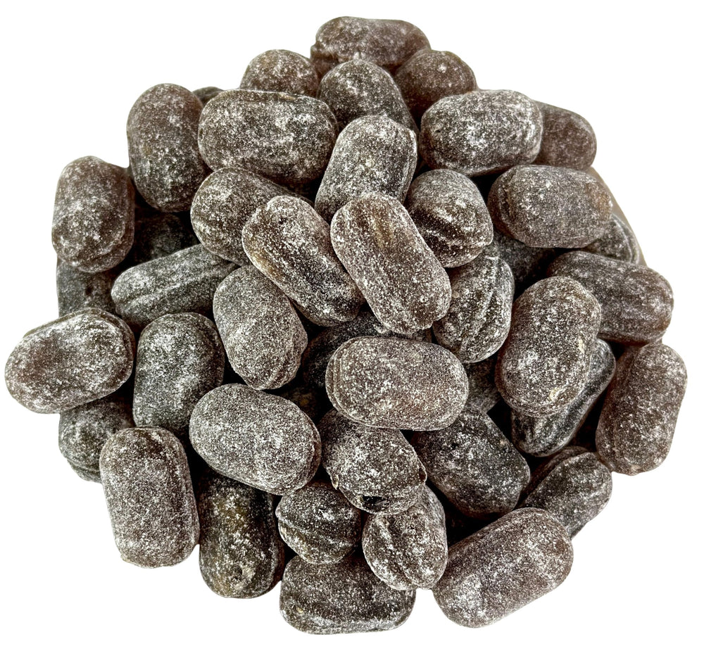 Cozy Confections front-packaging showing resealable bag and horehound drops freshness