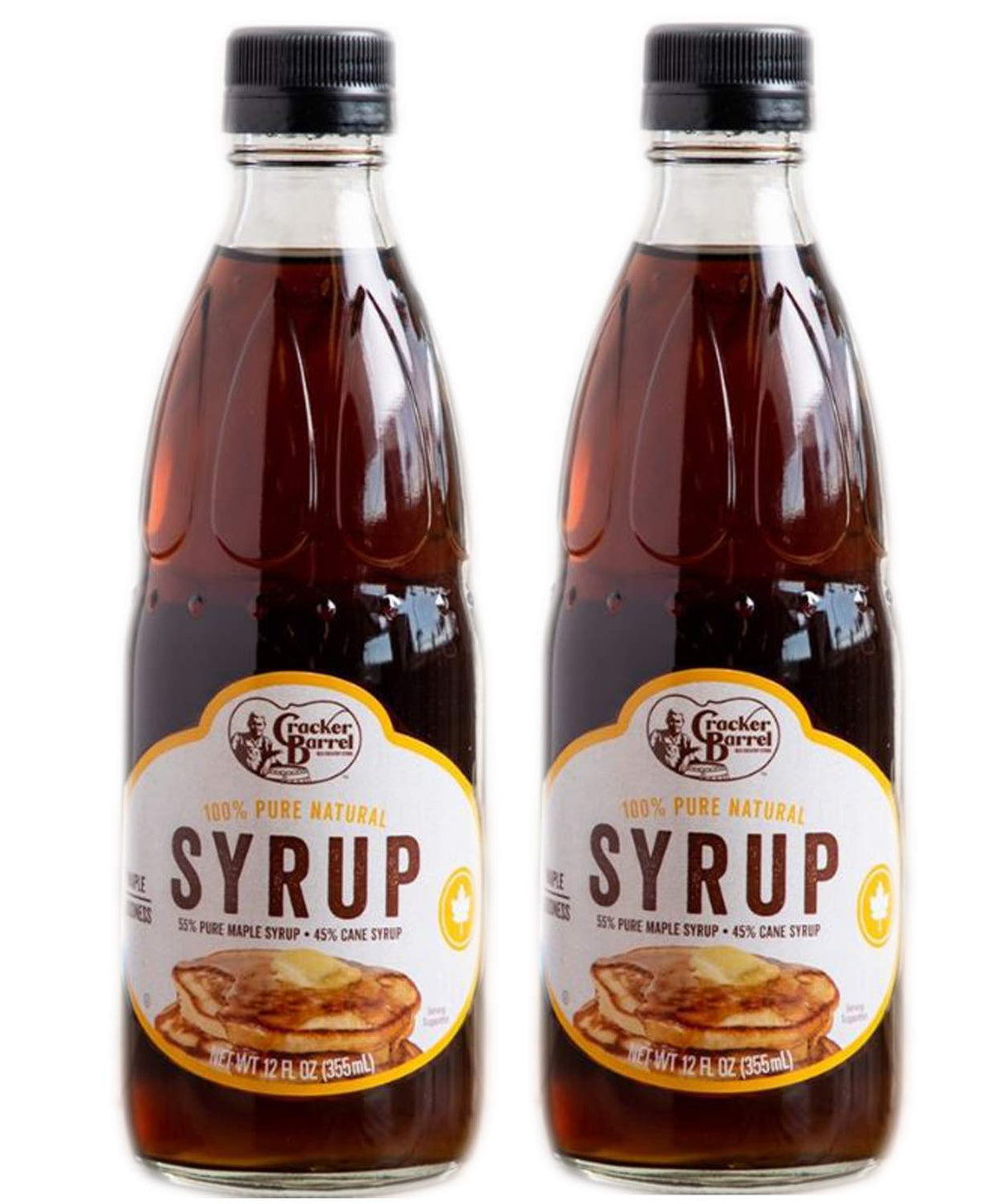 Cracker Barrel syrup front packaging showing label and pouring convenience