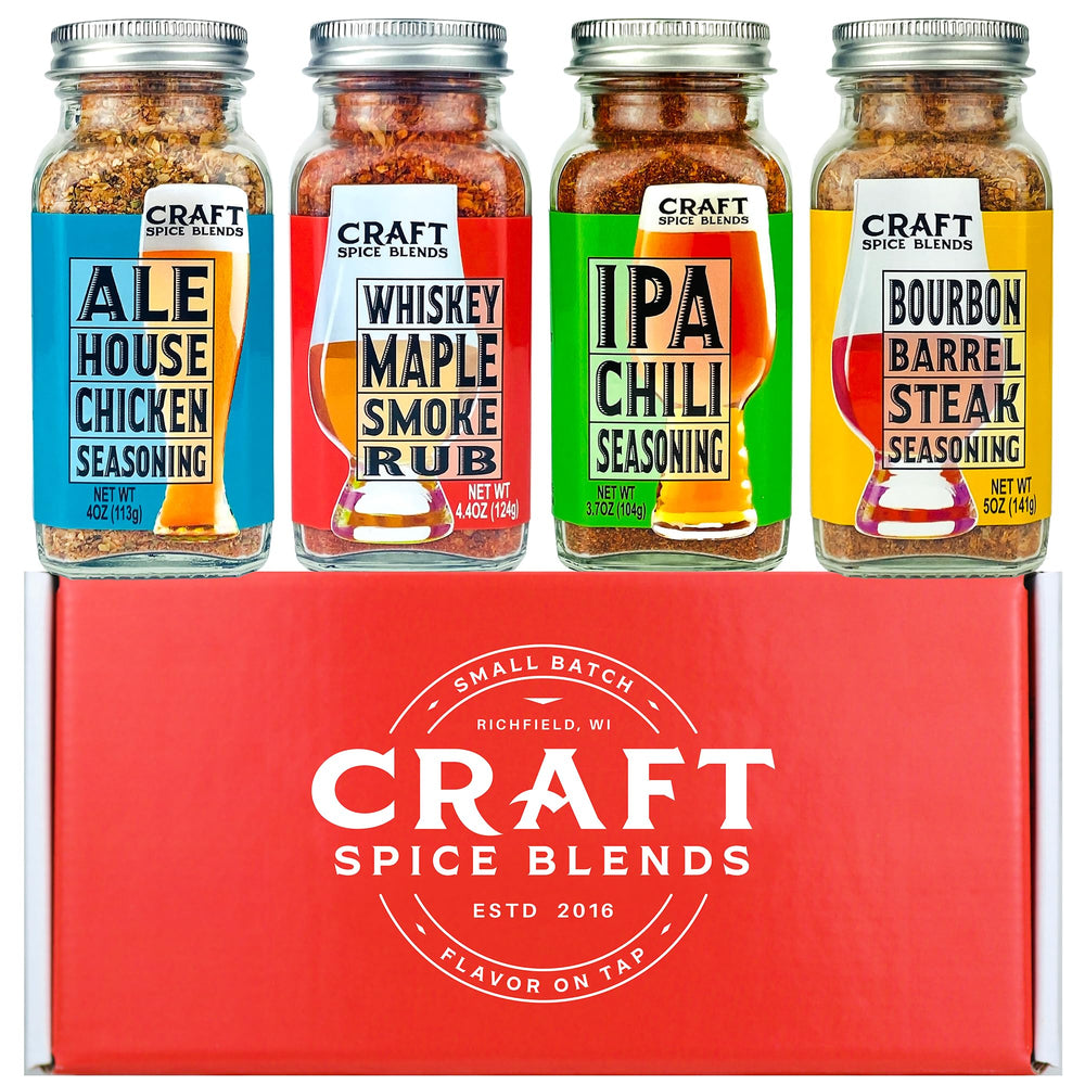 Craft Spice Blends front packaging showing four spice jars, gift ready