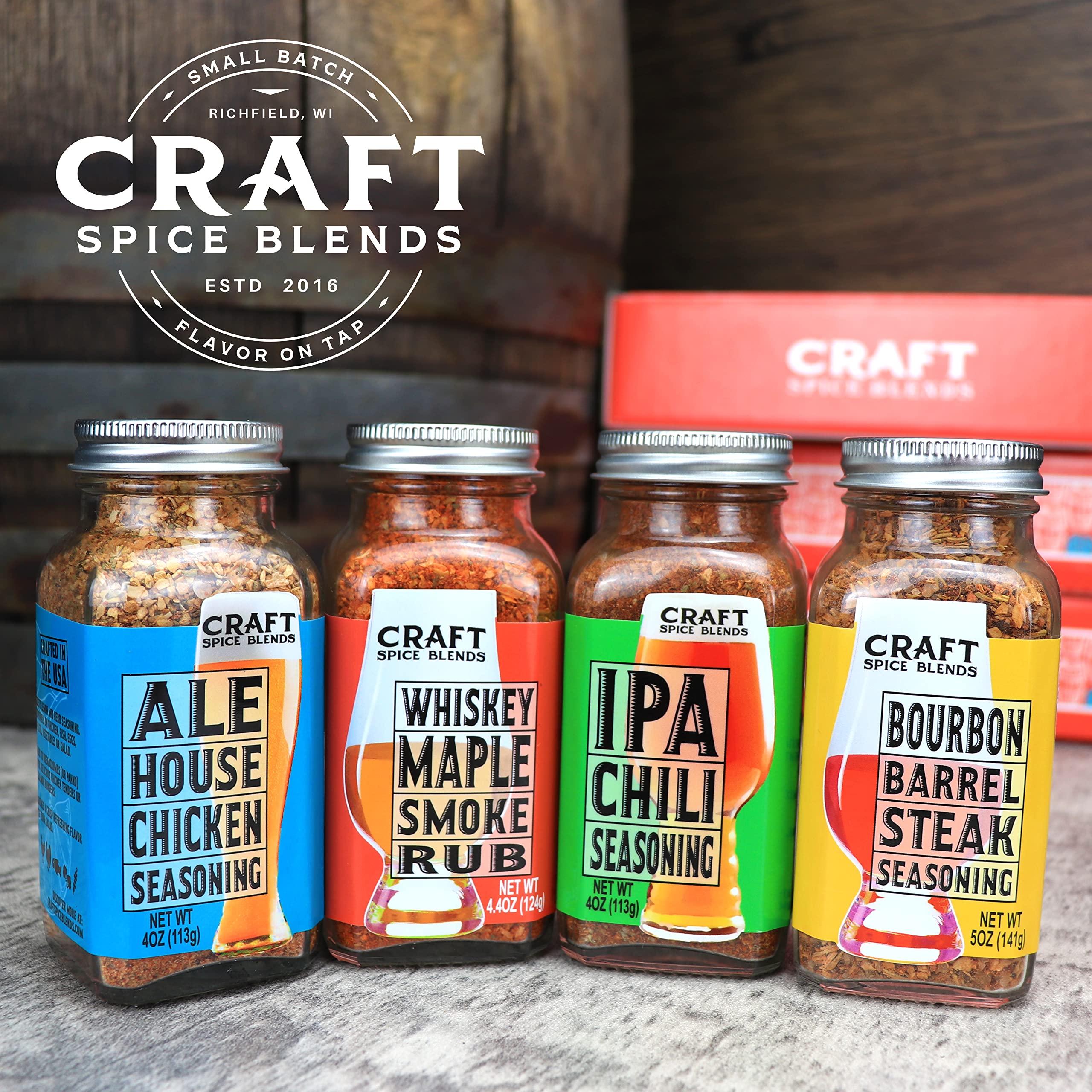Craft Spice Blends Whiskey Maple Smoke jar closeup, adds sweet smoky caramelization