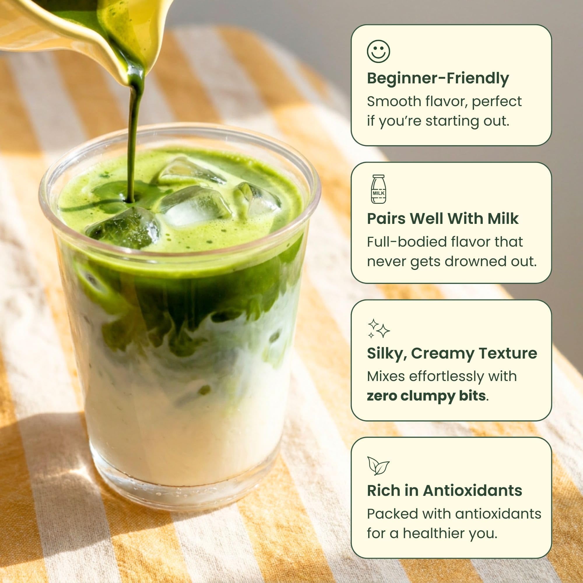 Crafti matcha open tin top view showing vibrant green powder freshness