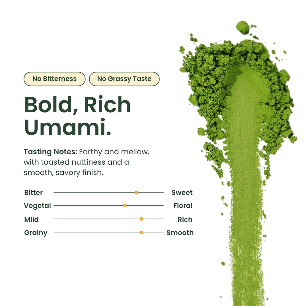 Crafti whisked bowl producing frothy matcha that promotes calm focused energy