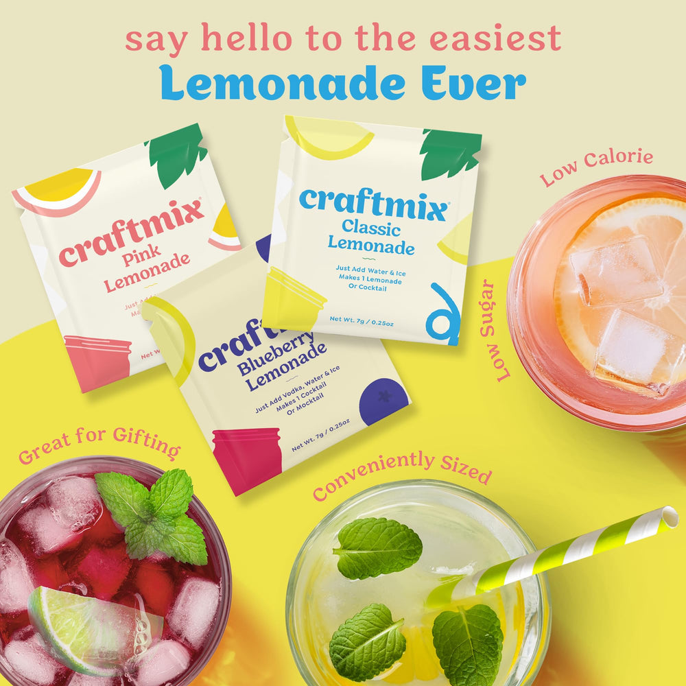 CRAFTMIX packet next to a hand showing single-serve size and portability