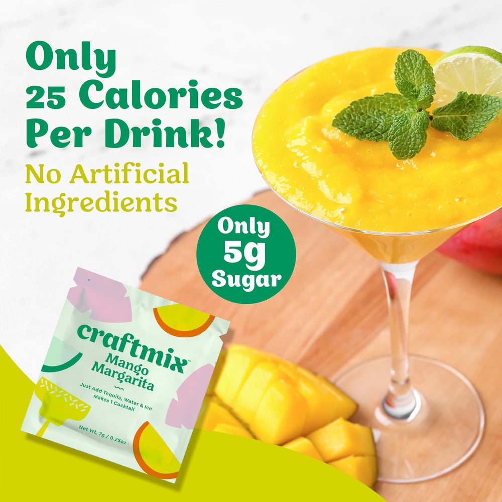 CRAFTMIX ingredient panel close-up listing low-calorie and allergen-free features
