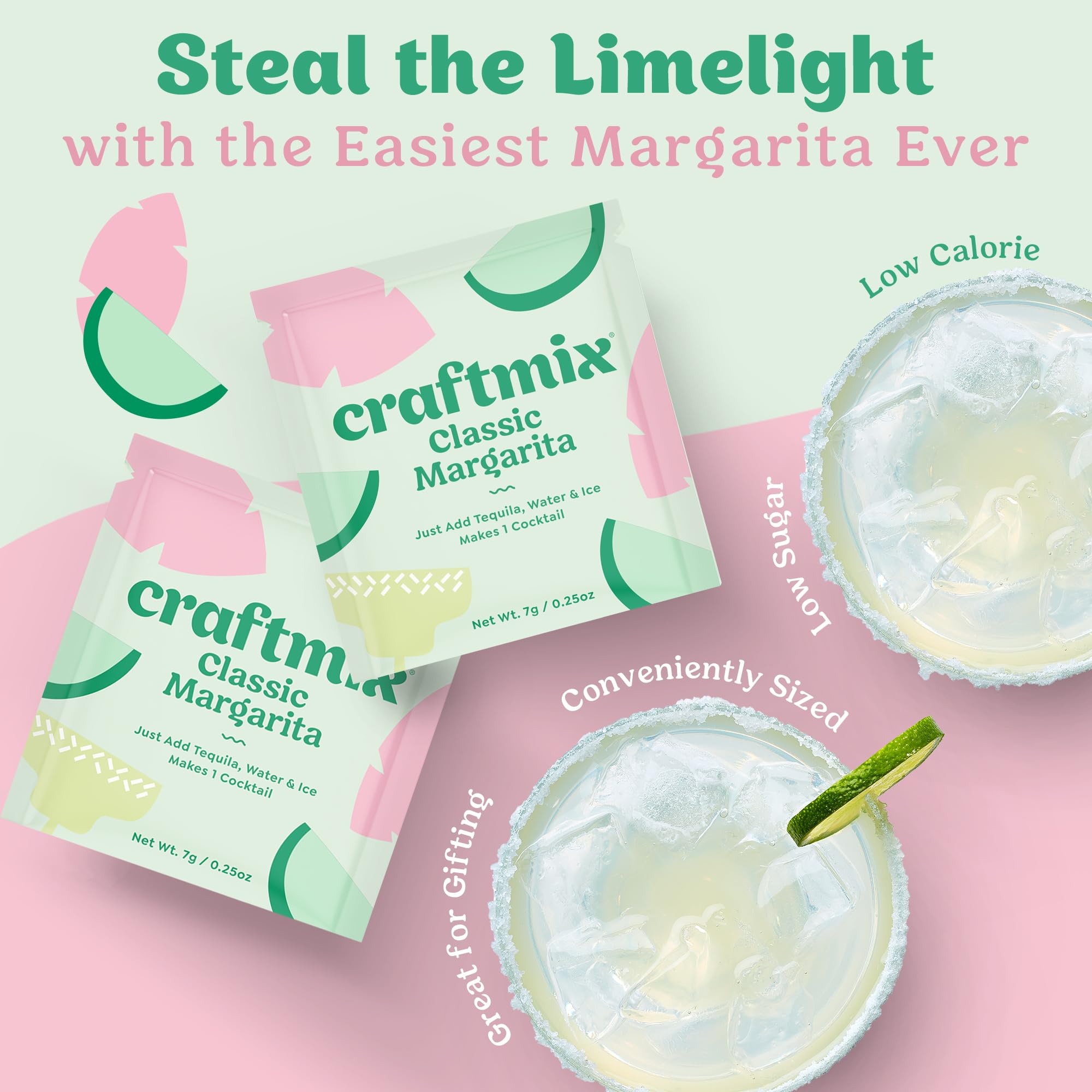 CRAFTMIX step-by-step mixing in a glass, showing quick 60-second preparation