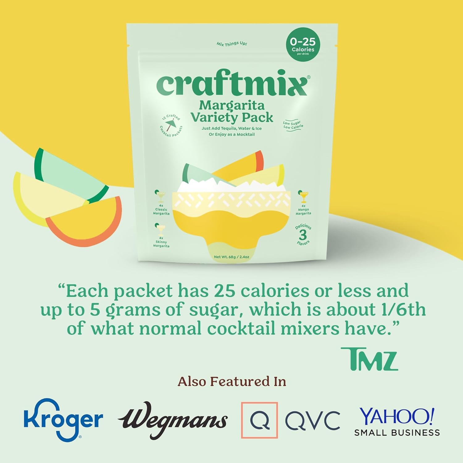 CRAFTMIX skinny mocktail served in a tall glass emphasizing low-calorie option