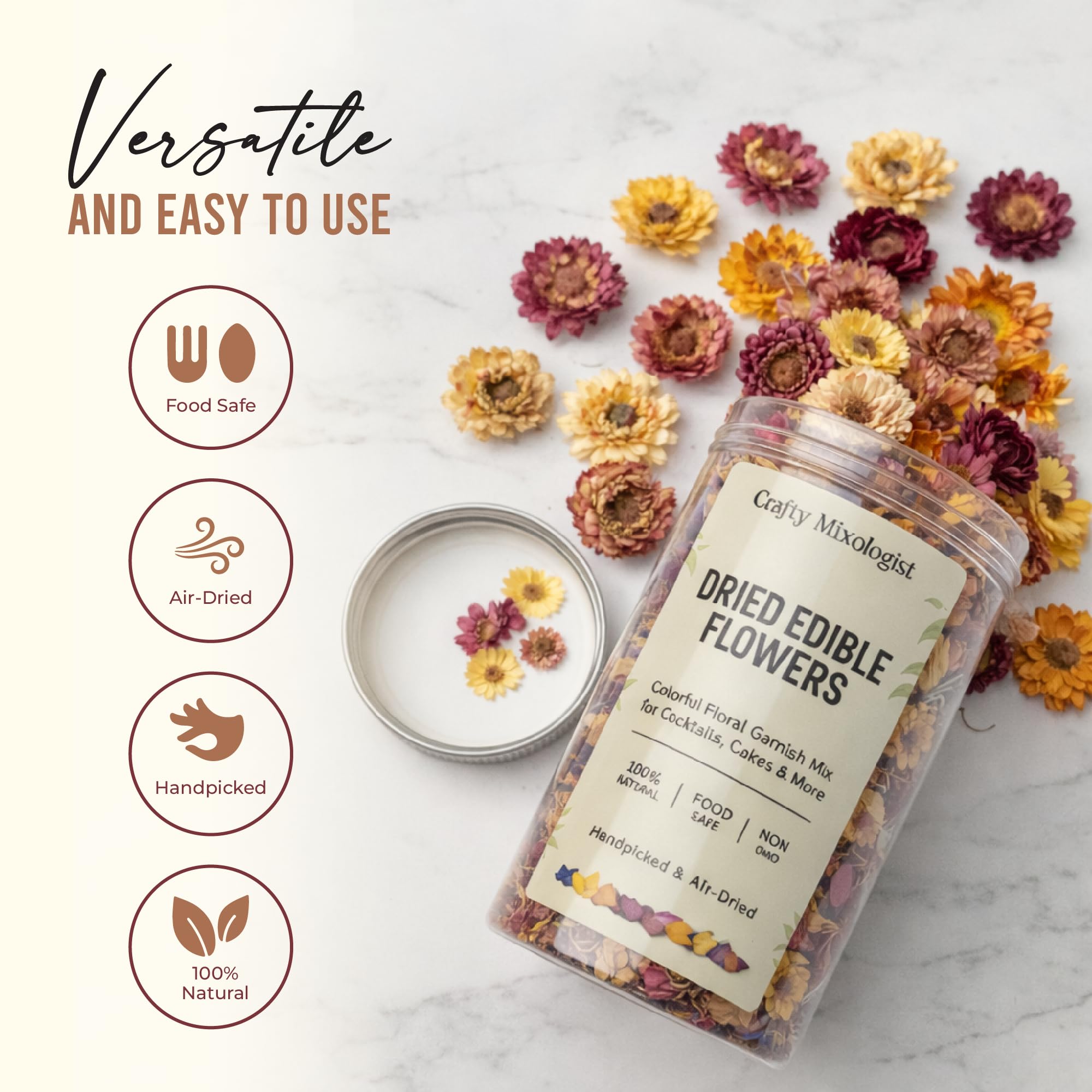 CRAFTY MIXOLOGIST petal texture detail highlighting delicate structure for stable use