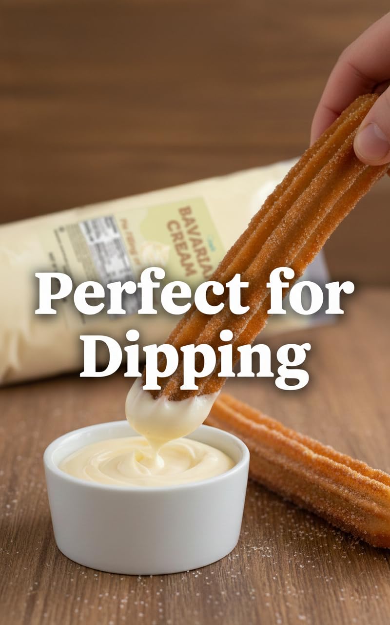 crait spoon scooping smooth Bavarian cream texture, illustrates consistency
