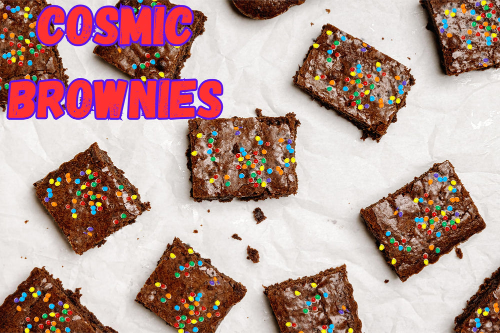 crait chips sprinkled on freshly baked brownies adding colorful crunch
