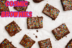 crait chips sprinkled on freshly baked brownies adding colorful crunch