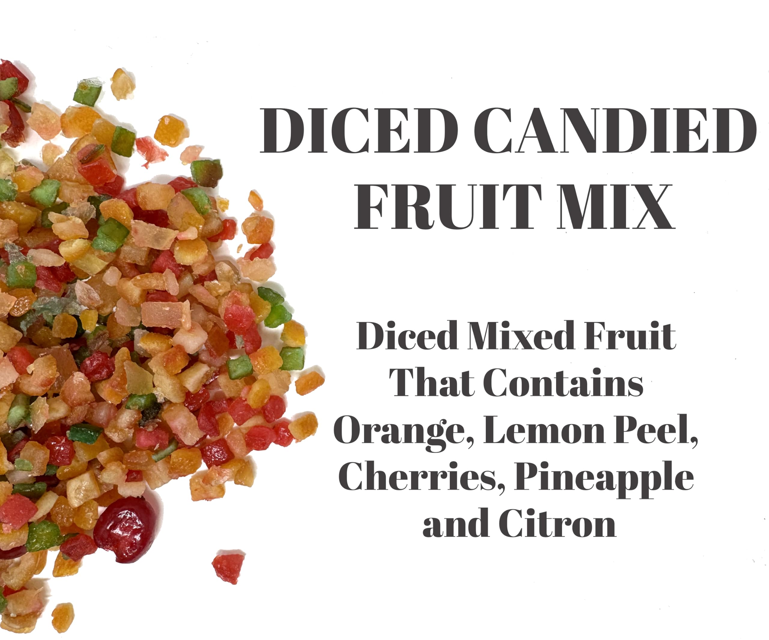 crait close-up of glazed candied fruit texture highlighting uniform dice