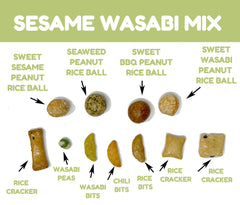 crait close-up of wasabi-coated rice cracker highlighting crisp texture
