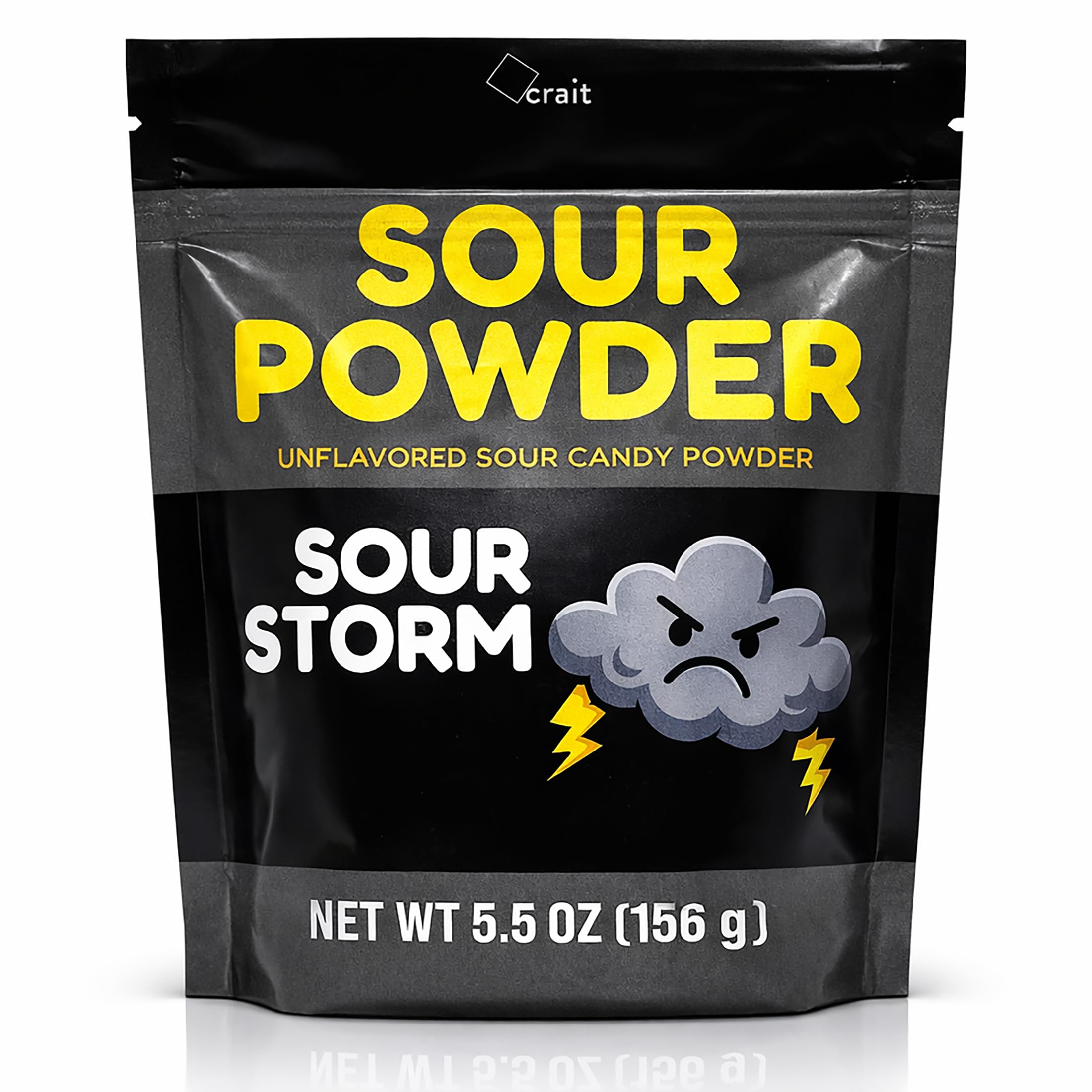 crait front of bag showing 5.5 oz resealable packaging and bold sour branding benefit