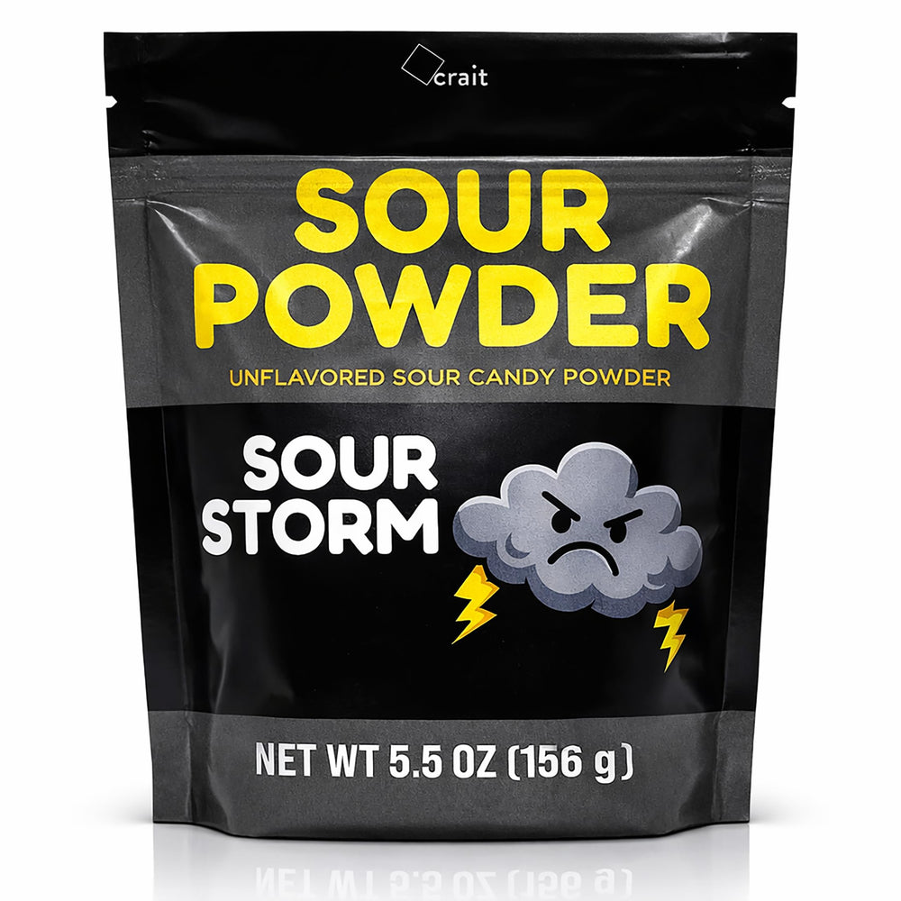 crait front of bag showing 5.5 oz resealable packaging and bold sour branding benefit