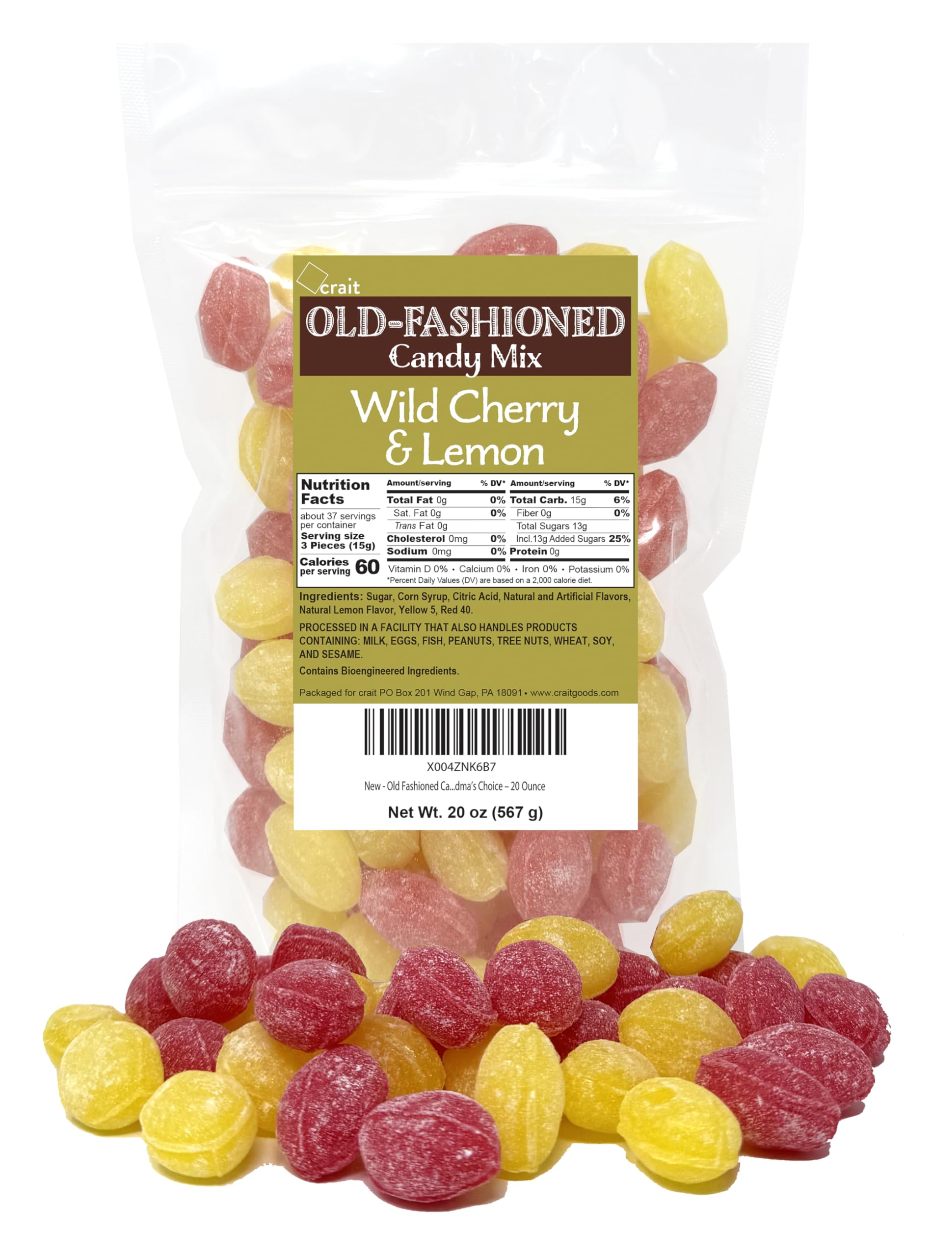 crait front packaging 20 oz bag showing lemon and wild cherry, convenient supply