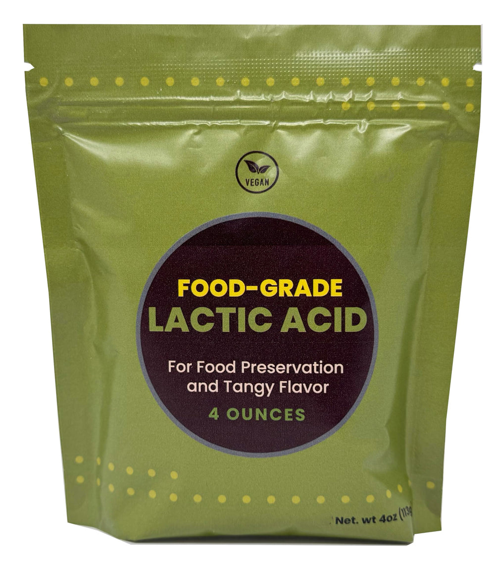 crait front pouch showing 4 oz vegan lactic acid and clear labeling for pantry use