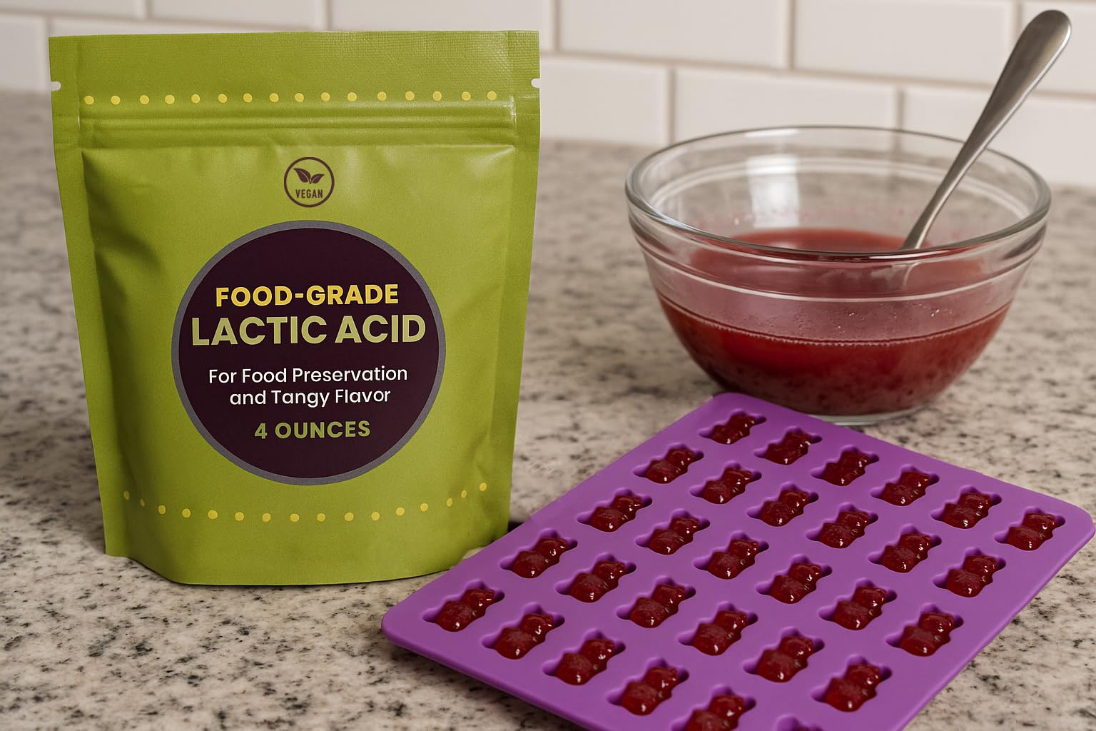crait measured 1/4 teaspoon of lactic acid on spoon to ensure accurate dosing
